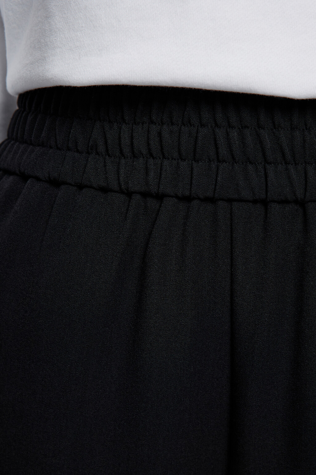 Брюки-палаццо костюмные с поясом на резинке - цвет черный - 5