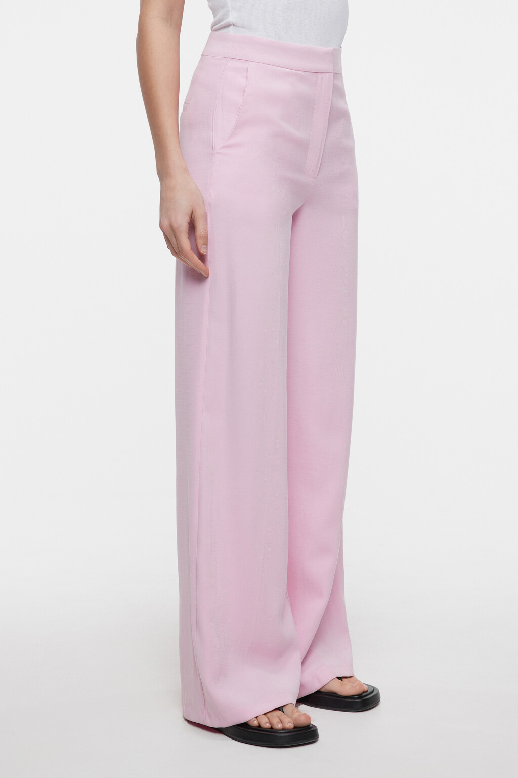 Брюки широкие костюмные из вискозной ткани - цвет розовый - 2