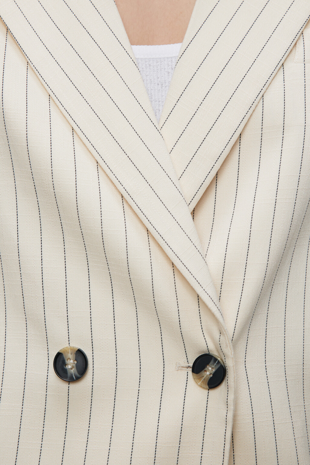 Пиджак oversize двубортный в вертикальную полоску - цвет бежевый - 6