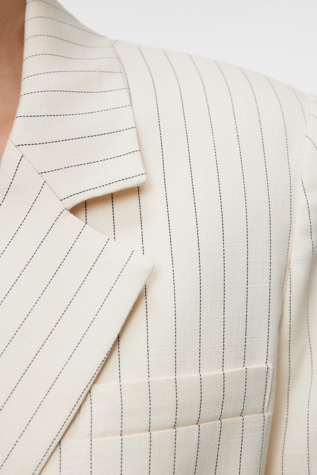 Пиджак oversize двубортный в вертикальную полоску - цвет бежевый - 7