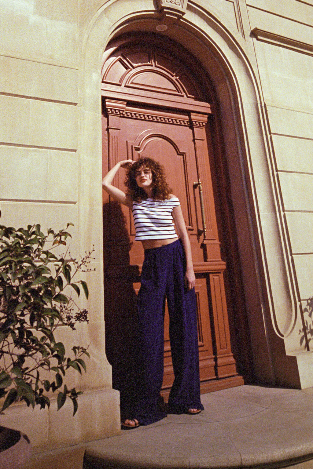 Брюки-палаццо широкие вискозные с высокой посадкой - цвет синий - 13