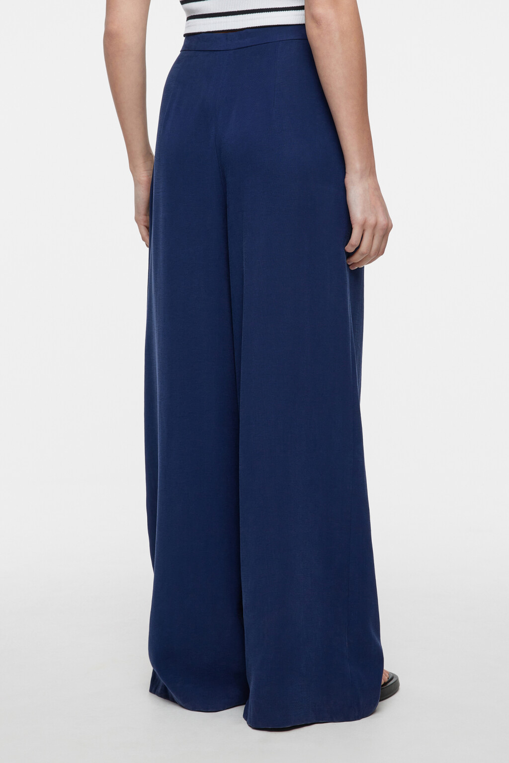 Брюки-палаццо широкие вискозные с высокой посадкой - цвет синий - 9