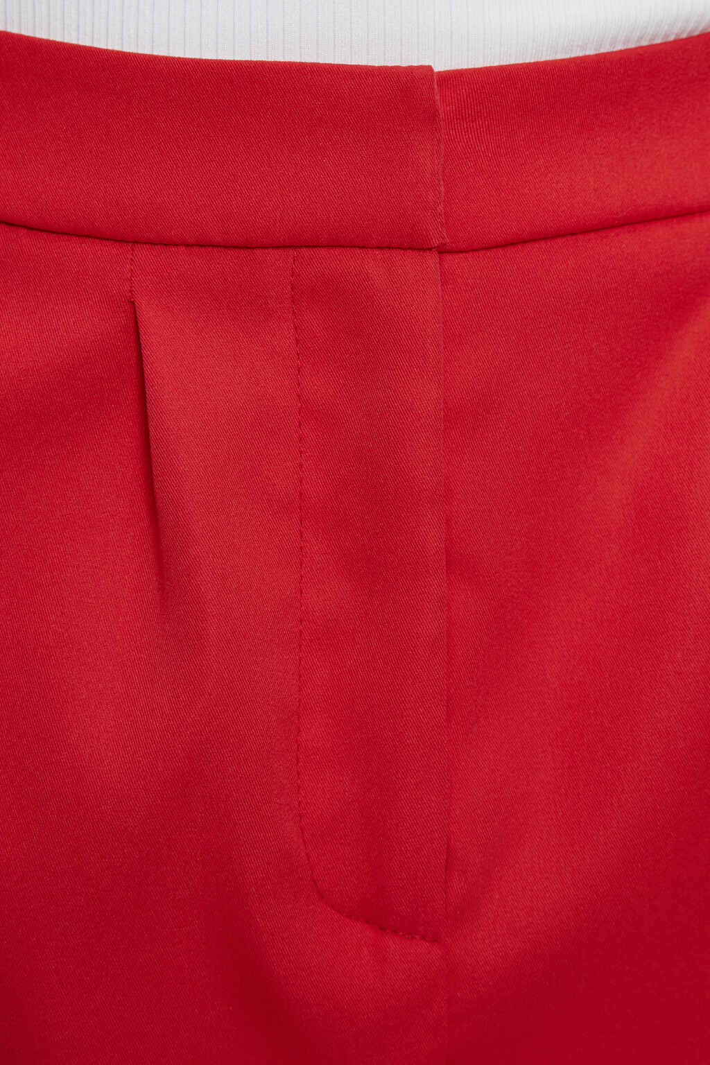 Юбка мини прямая костюмная с высокой посадкой - цвет красный - 5