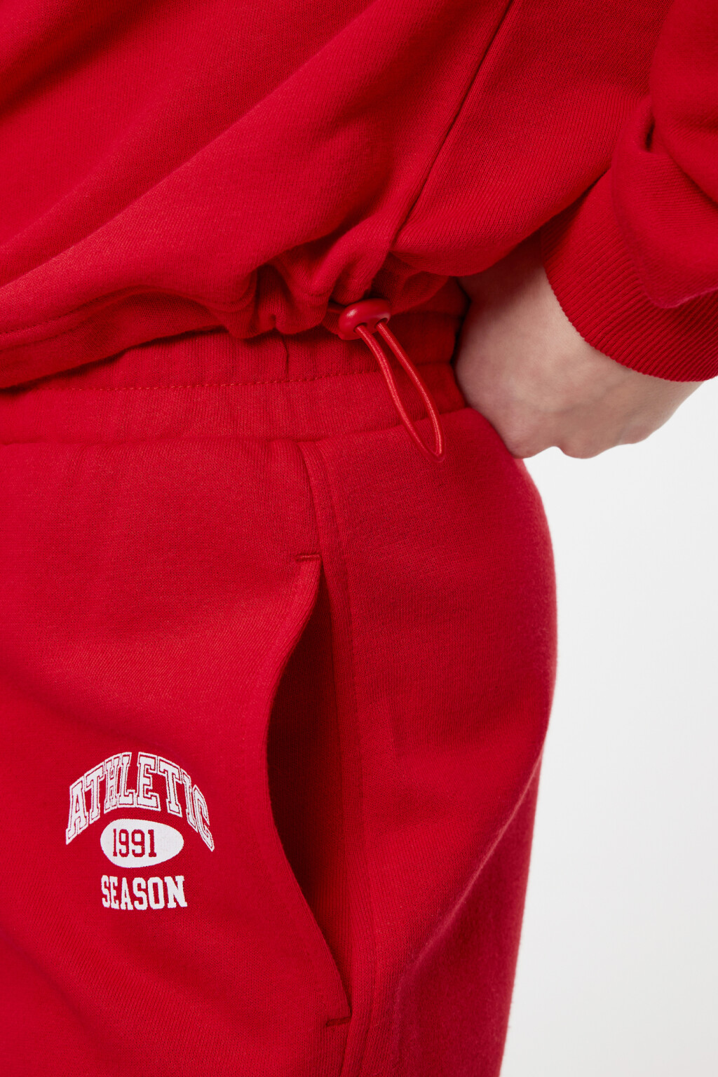 Свитшот oversize хлопковый с утяжками и стопперами - цвет красный - 7