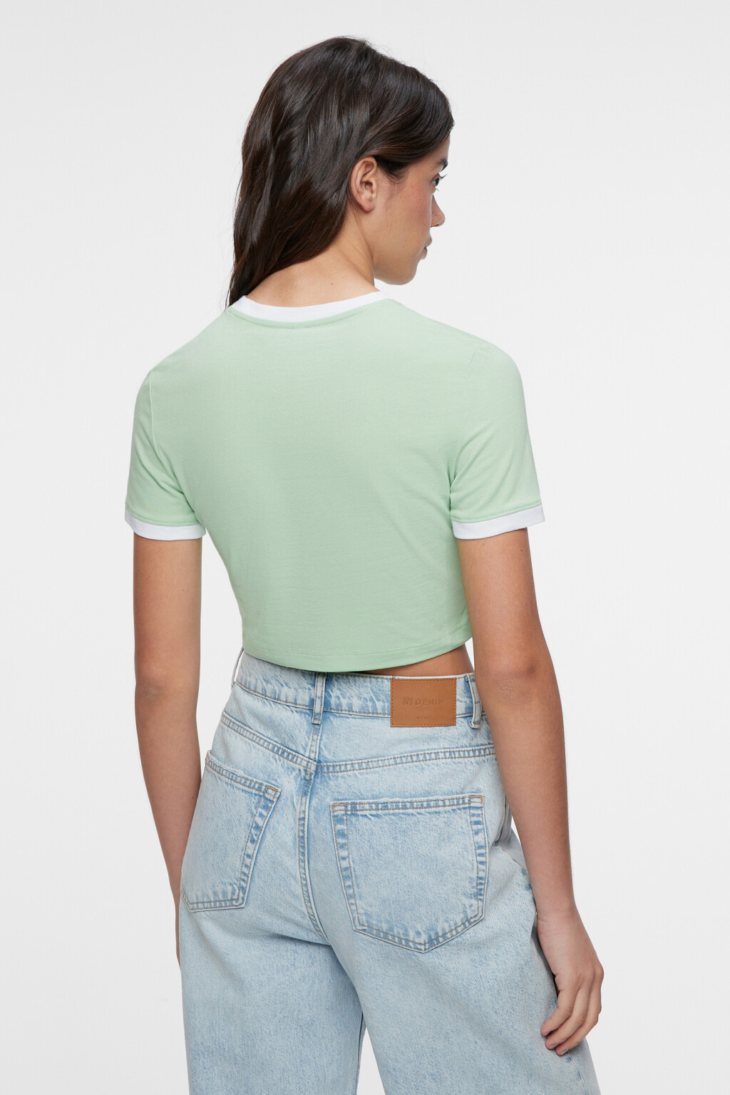 Топ-футболка хлопковый укороченный с принтом - цвет зеленый - 3