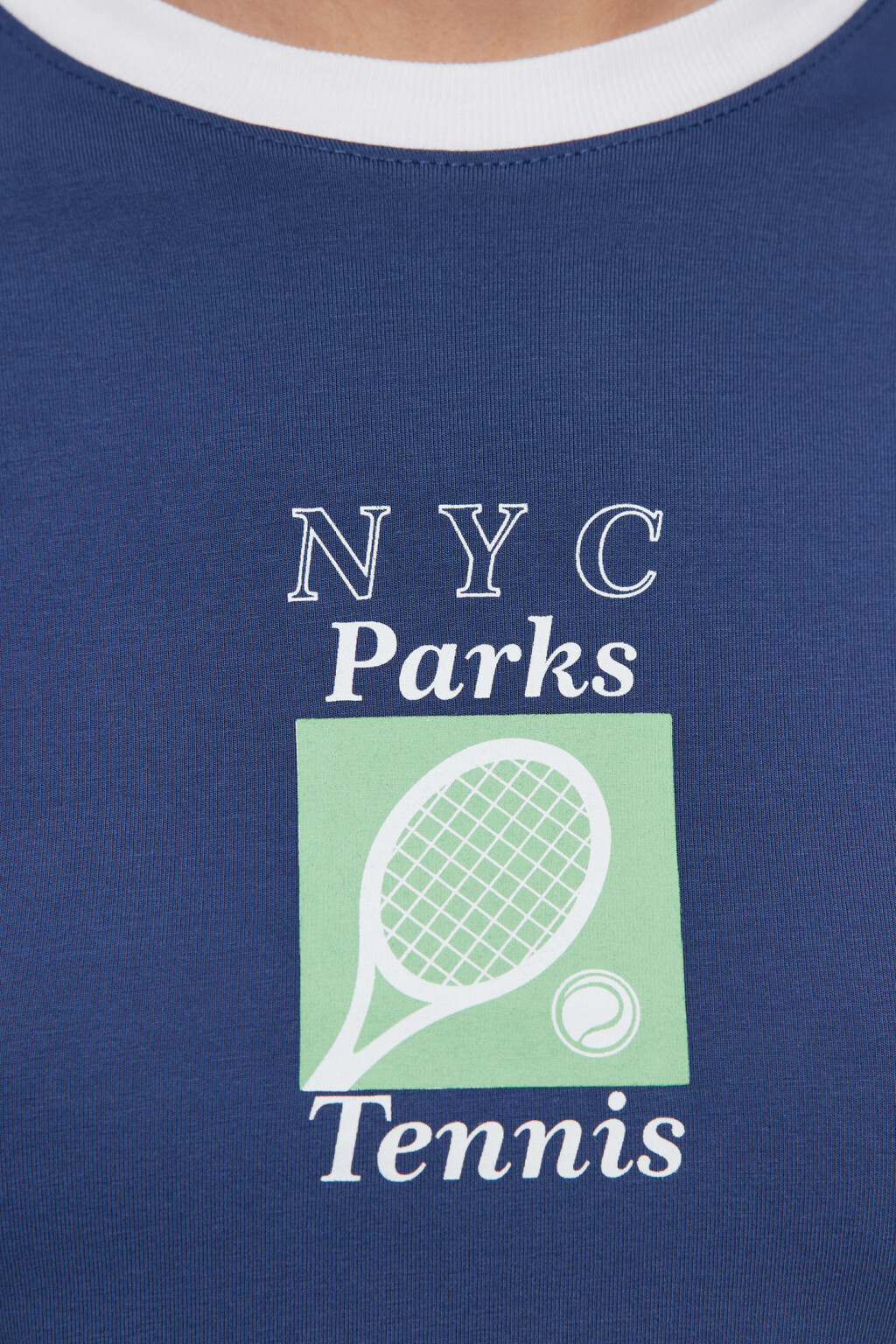 Топ-футболка хлопковый укороченный с принтом - цвет синий - 5