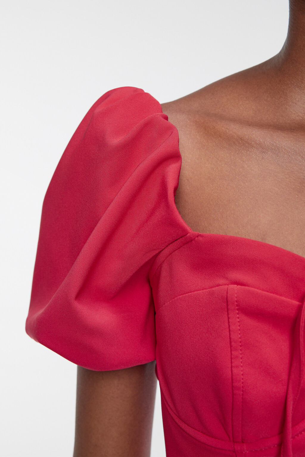 Платье-бюстье приталенное с фигурным вырезом и шнуровкой - цвет красный - 5