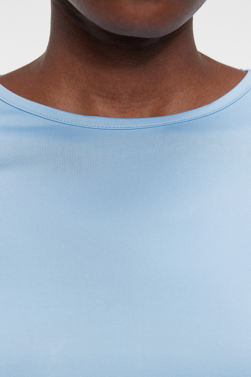 Лонгслив укороченный облегающий однотонный - цвет голубой - 6