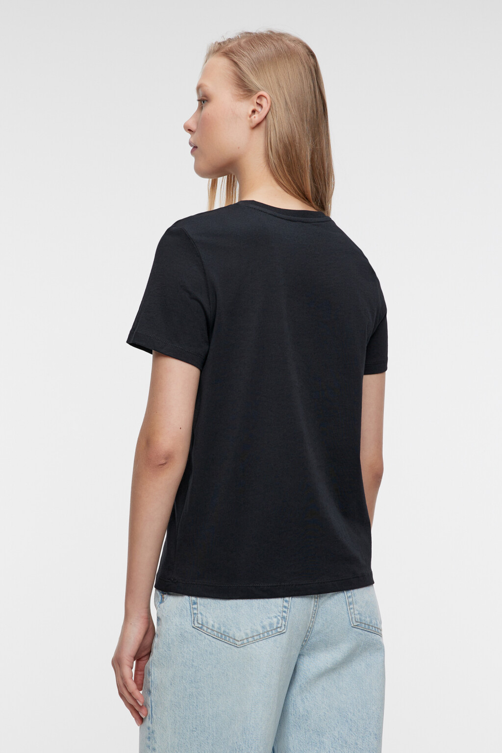 Футболка прямая хлопковая с принтом-надписью - цвет черный - 3