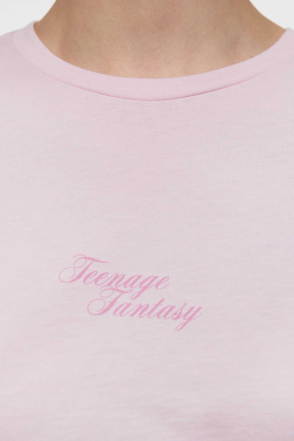 Футболка прямая хлопковая с принтом-надписью - цвет розовый - 5