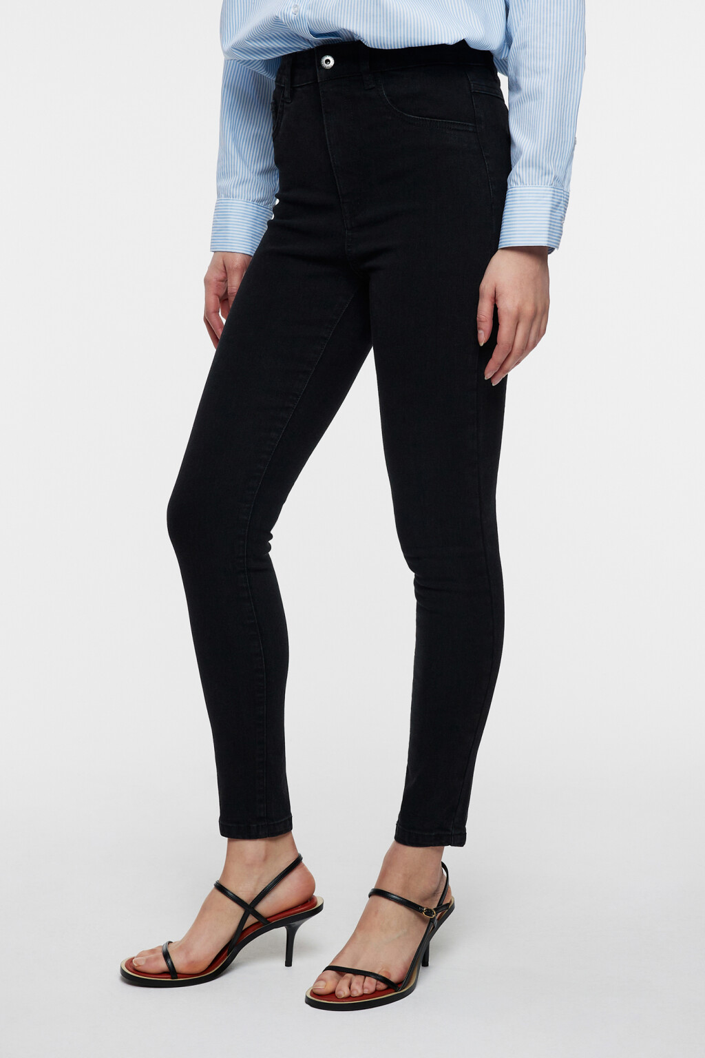 Джинсы skinny облегающие с высокой посадкой - цвет черный - 2