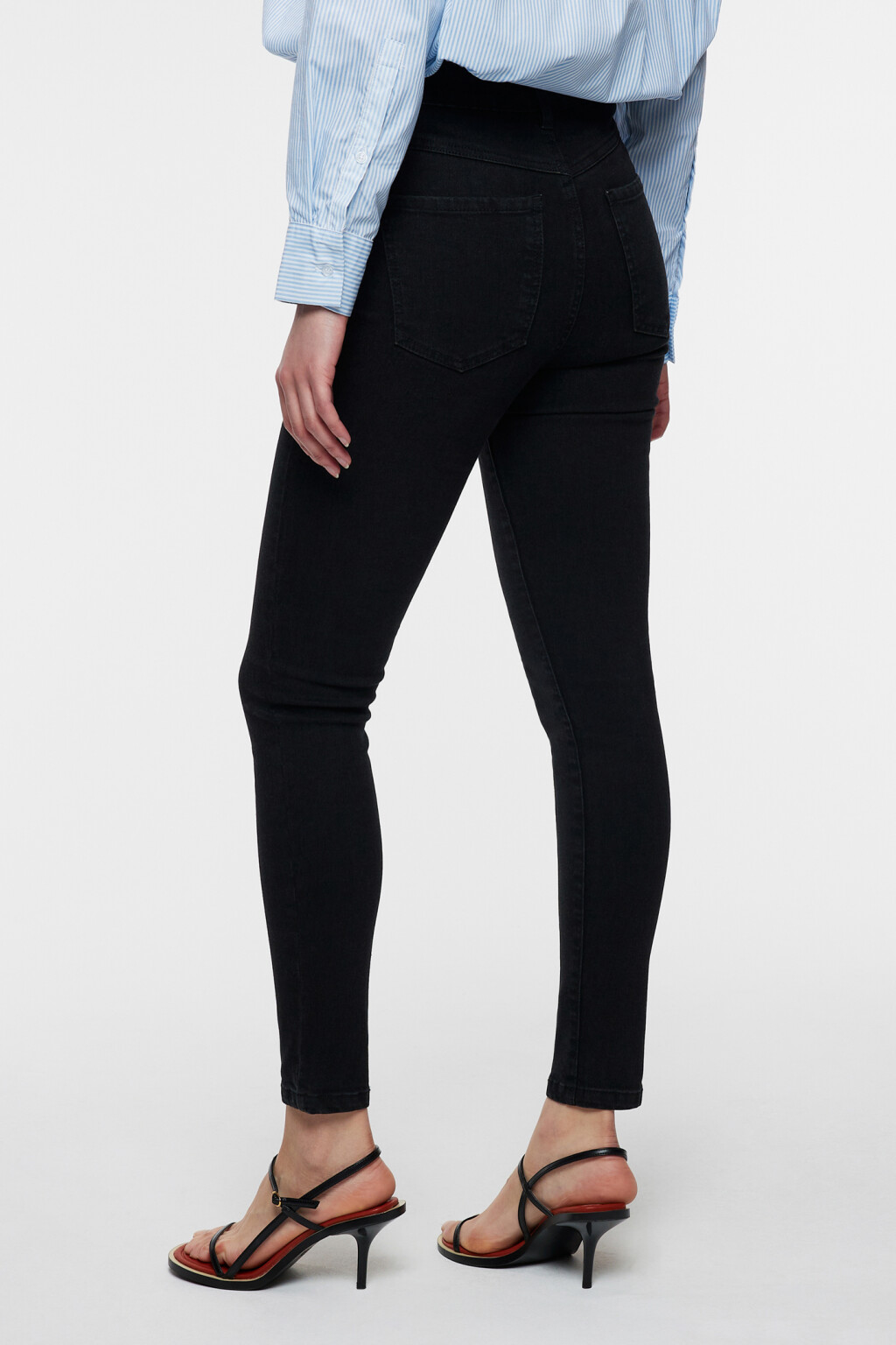 Джинсы skinny облегающие с высокой посадкой - цвет черный - 3