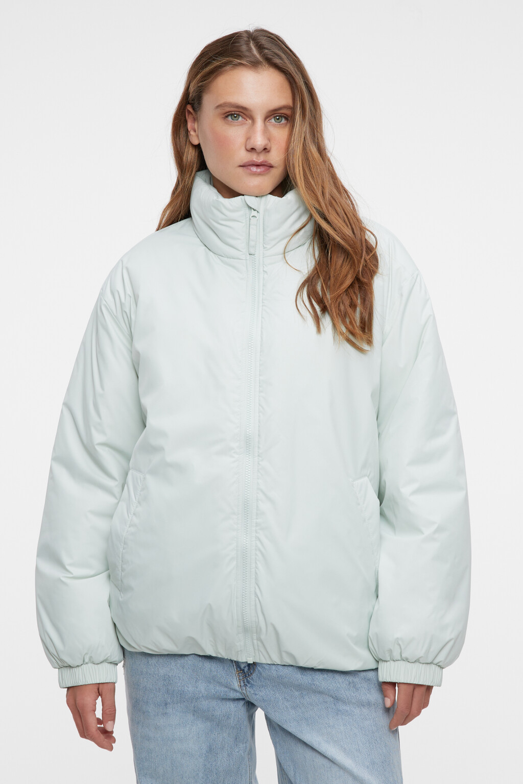 Куртка oversize утепленная с воротником-стойкой - цвет мятный - 1
