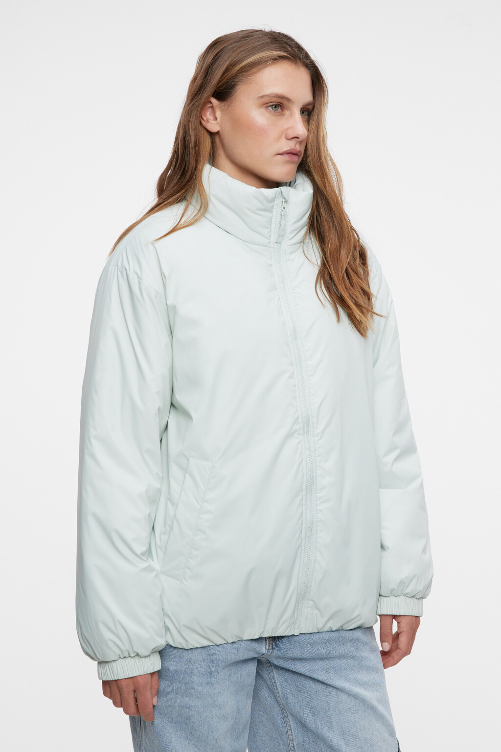 Куртка oversize утепленная с воротником-стойкой - цвет мятный - 2
