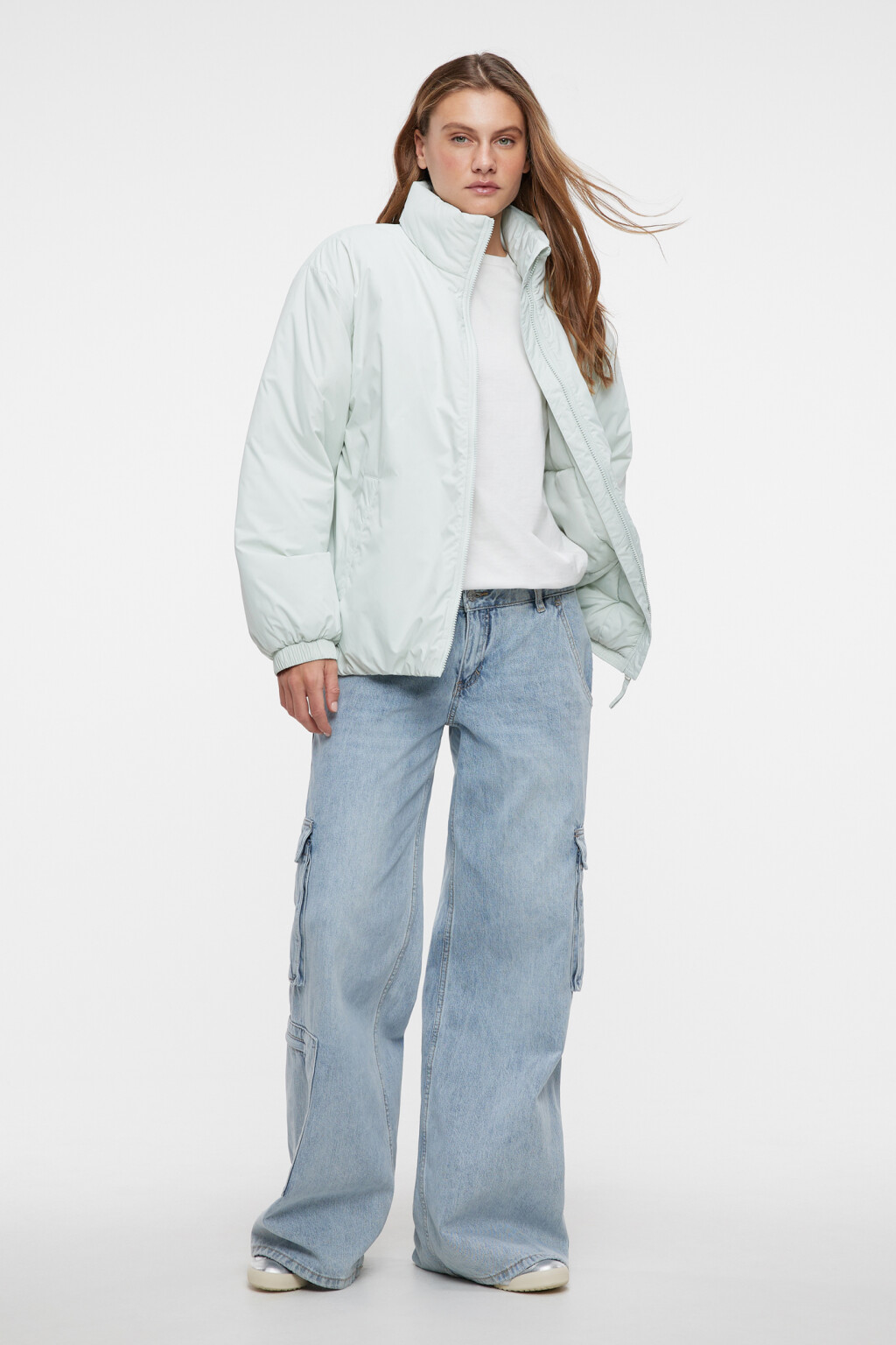 Куртка oversize утепленная с воротником-стойкой - цвет мятный - 4