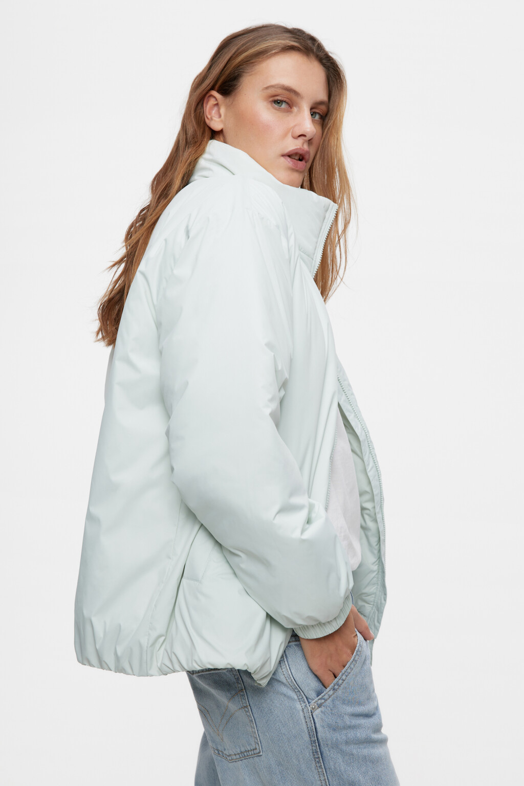 Куртка oversize утепленная с воротником-стойкой - цвет мятный - 8