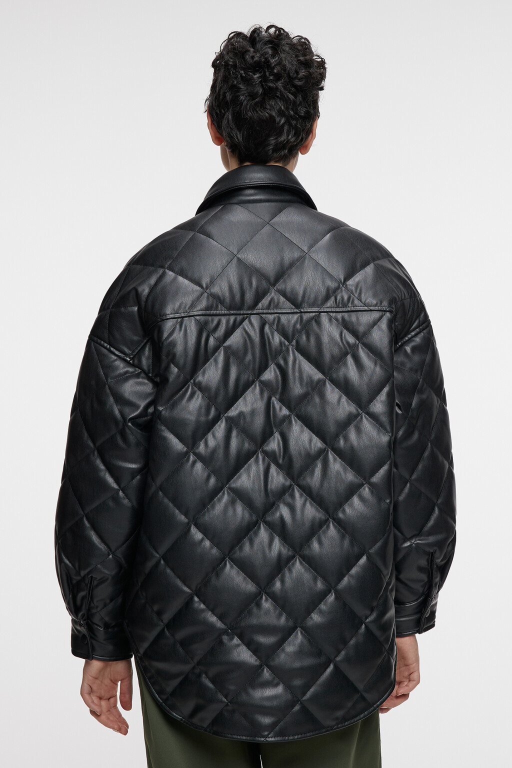 Куртка-рубашка oversize стеганая  - цвет черный - 3