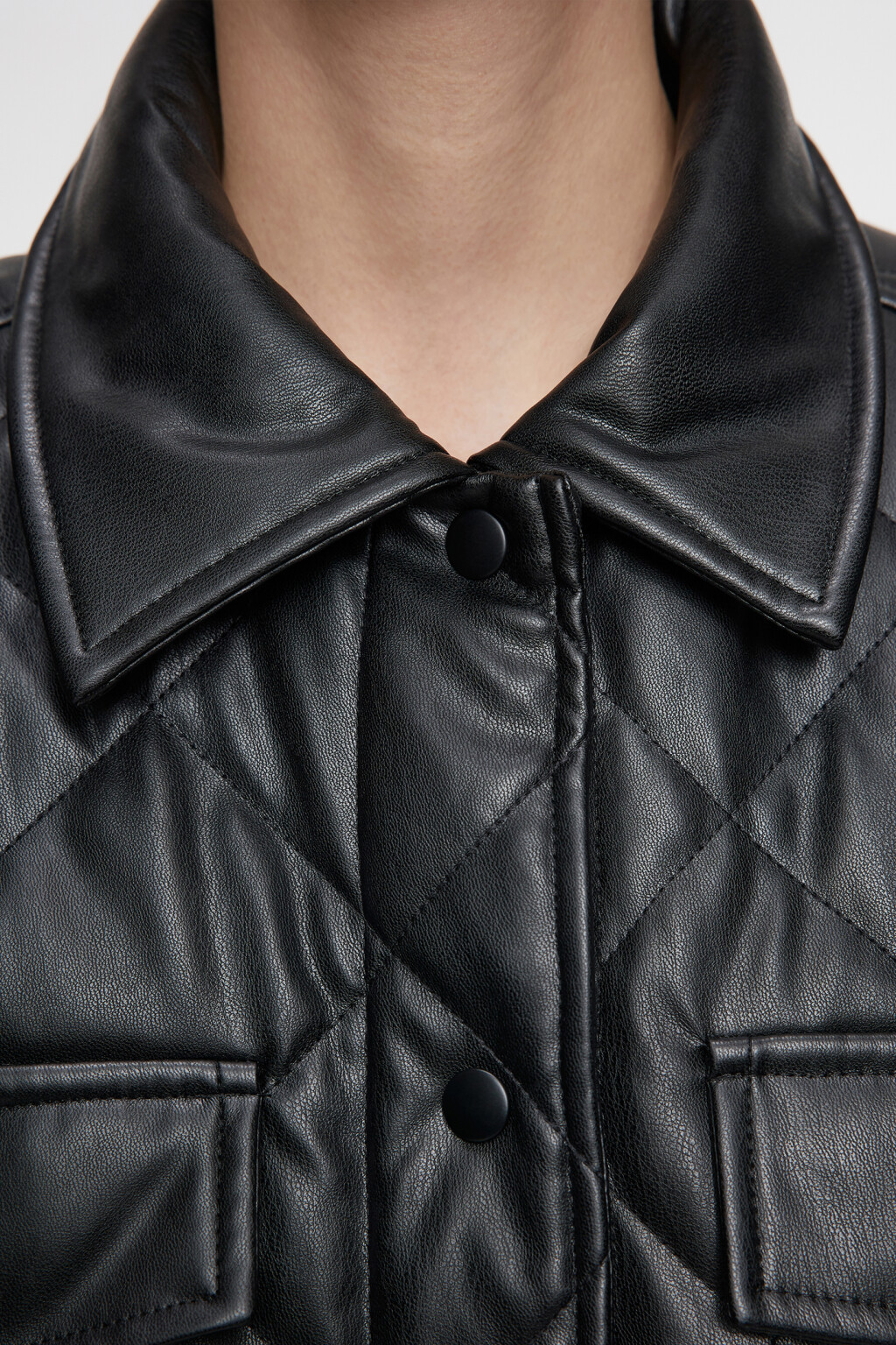 Куртка-рубашка oversize стеганая  - цвет черный - 6