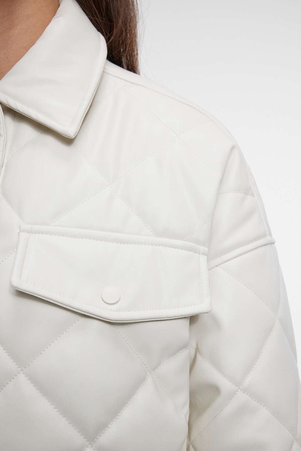 Куртка-рубашка oversize стеганая  - цвет бежевый - 6