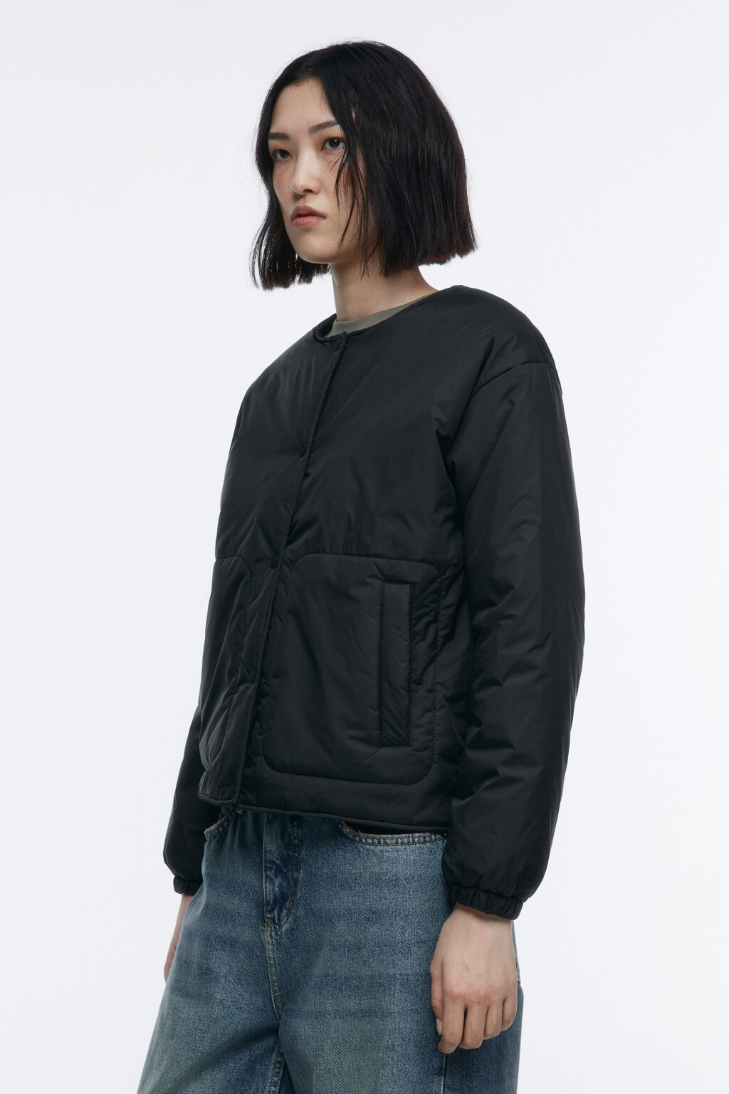 Куртка стеганая без воротника - цвет черный - 3