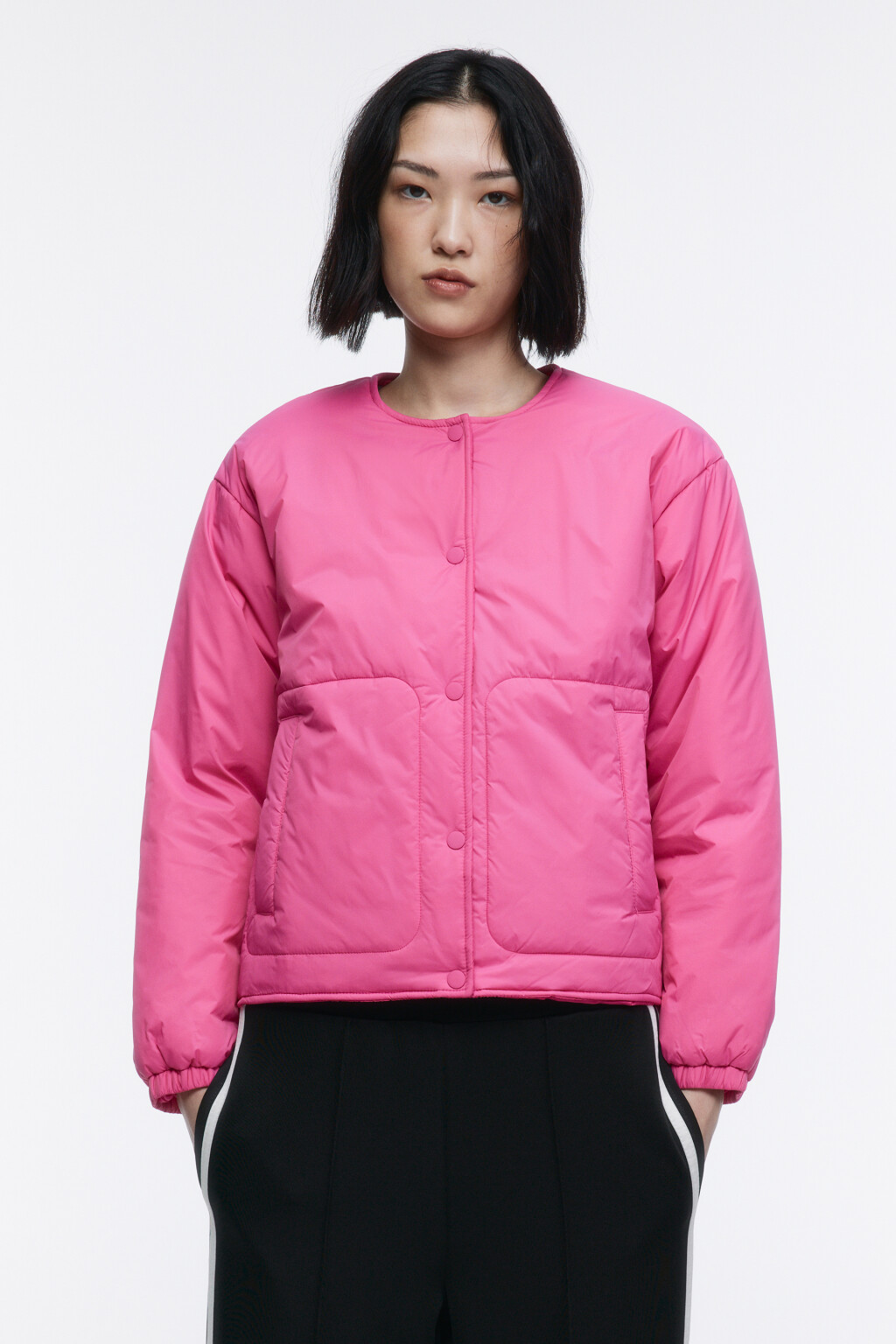 Куртка стеганая без воротника - цвет розовый - 3