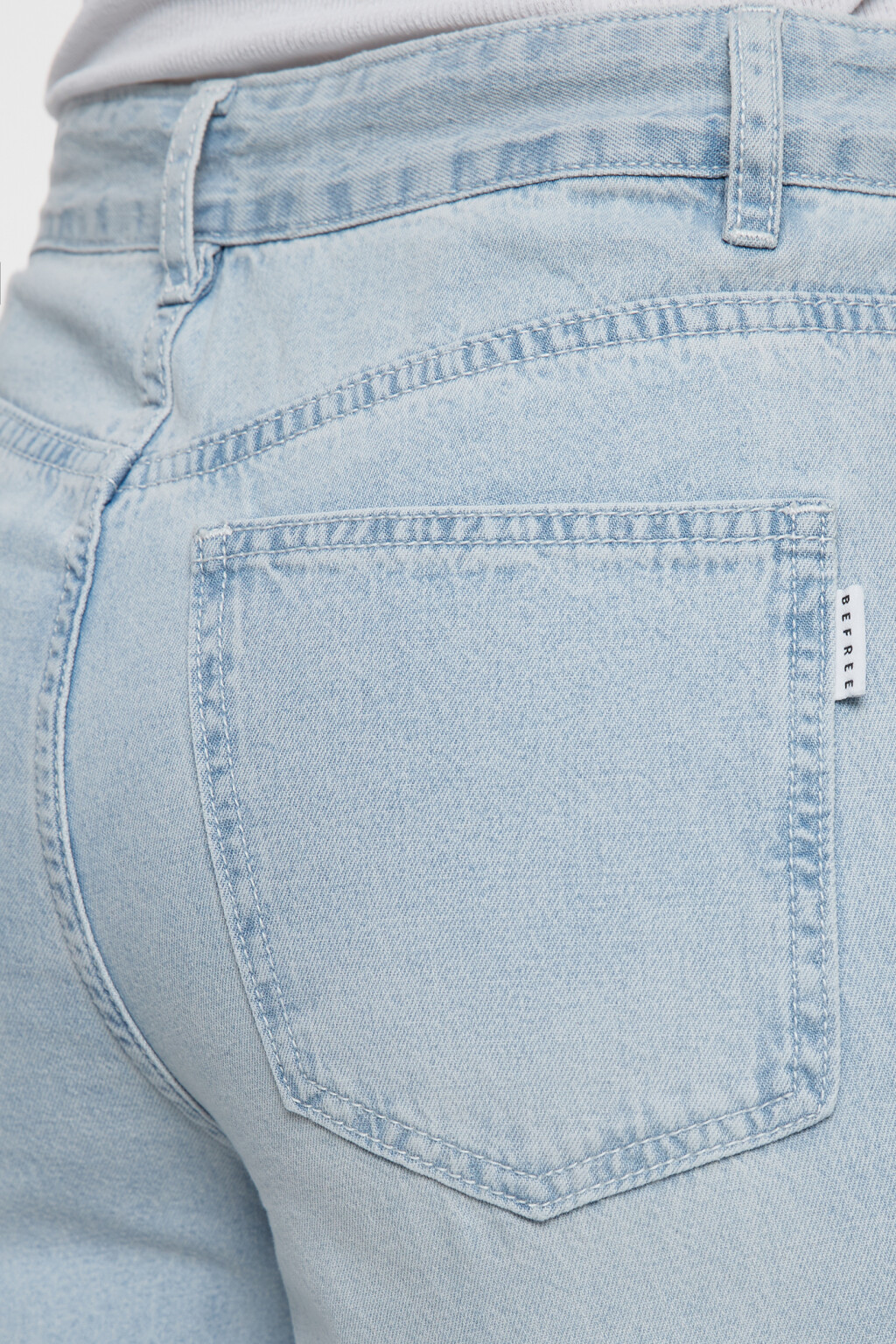 Джинсы wide leg широкие с поясом-шнурком в кулиске - цвет голубой - 6