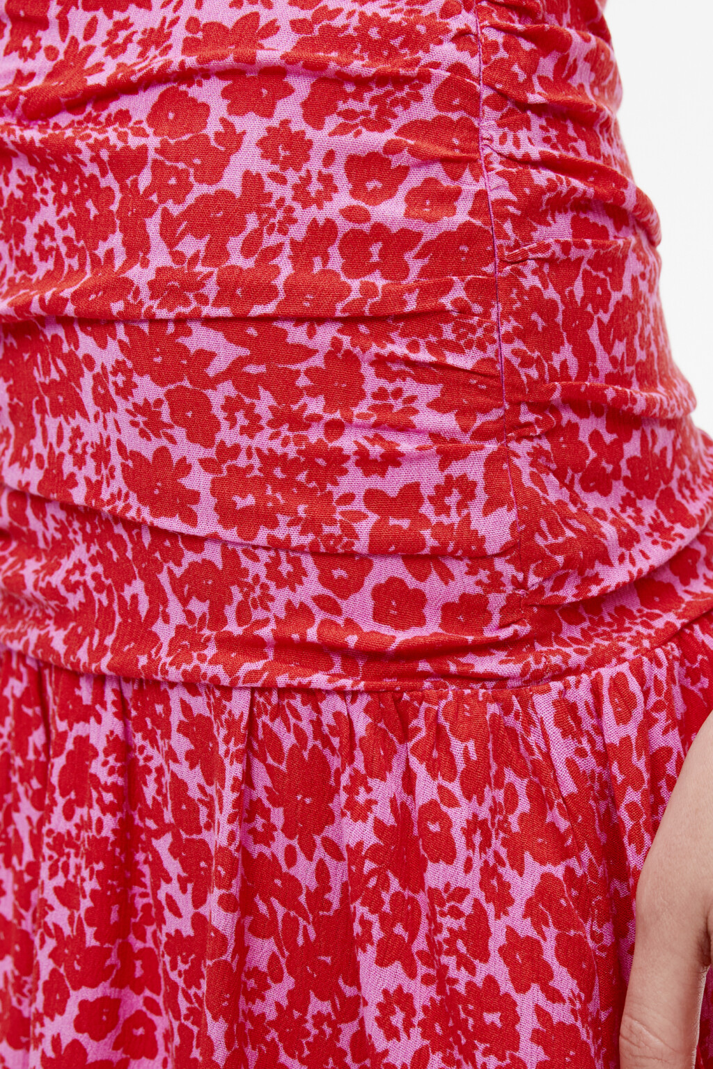 Юбка-шорты мини вискозная с воланами и принтом - цвет розовый - 6