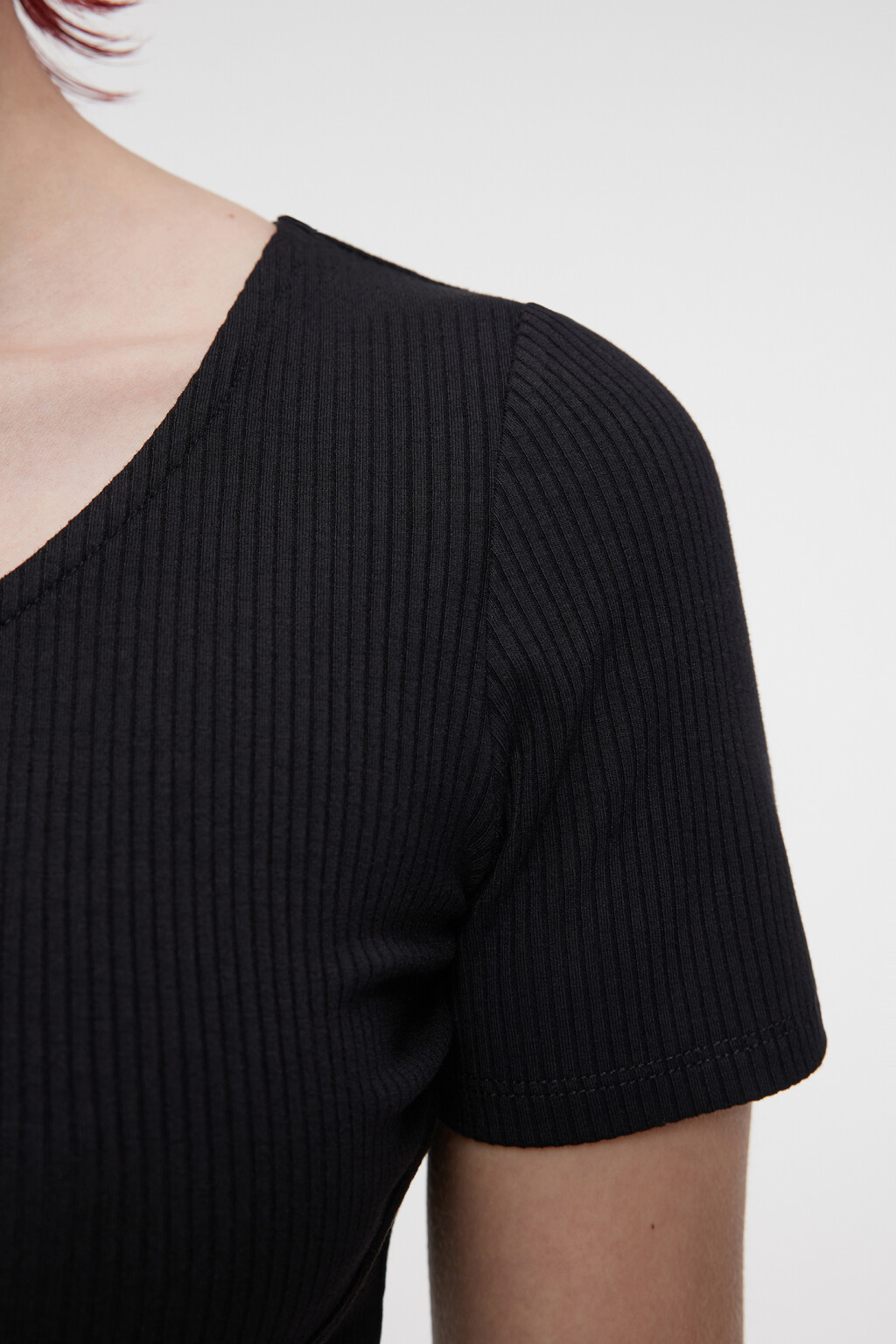 Топ-футболка в стиле корсета вискозный облегающий - цвет черный - 5