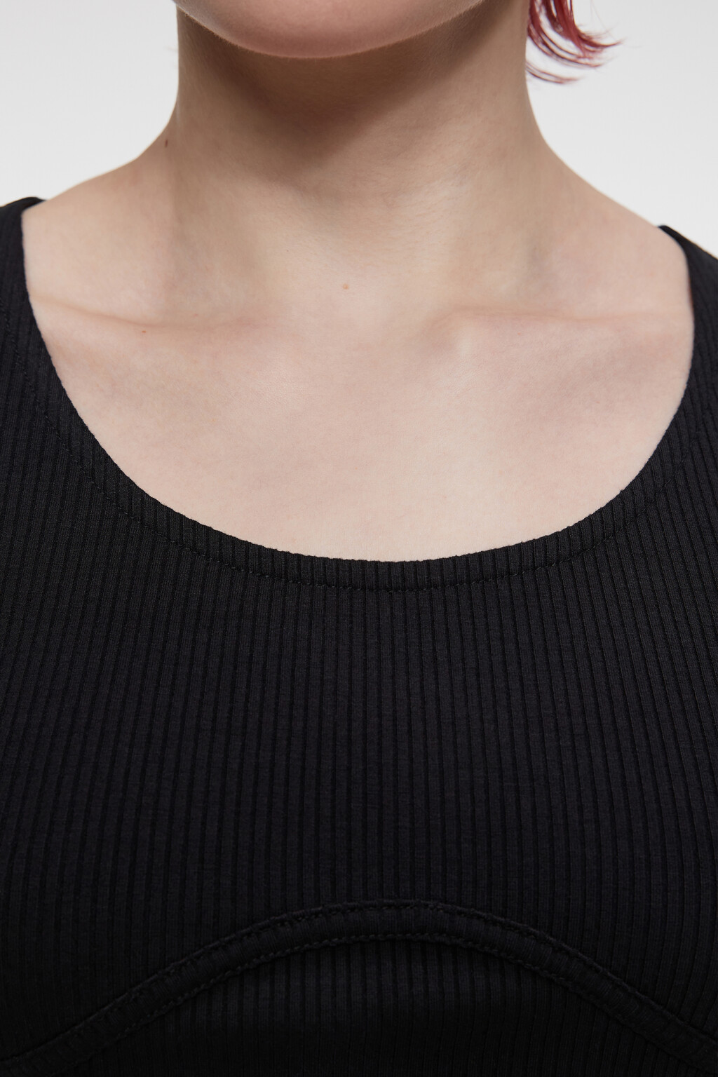 Топ-футболка в стиле корсета вискозный облегающий - цвет черный - 6