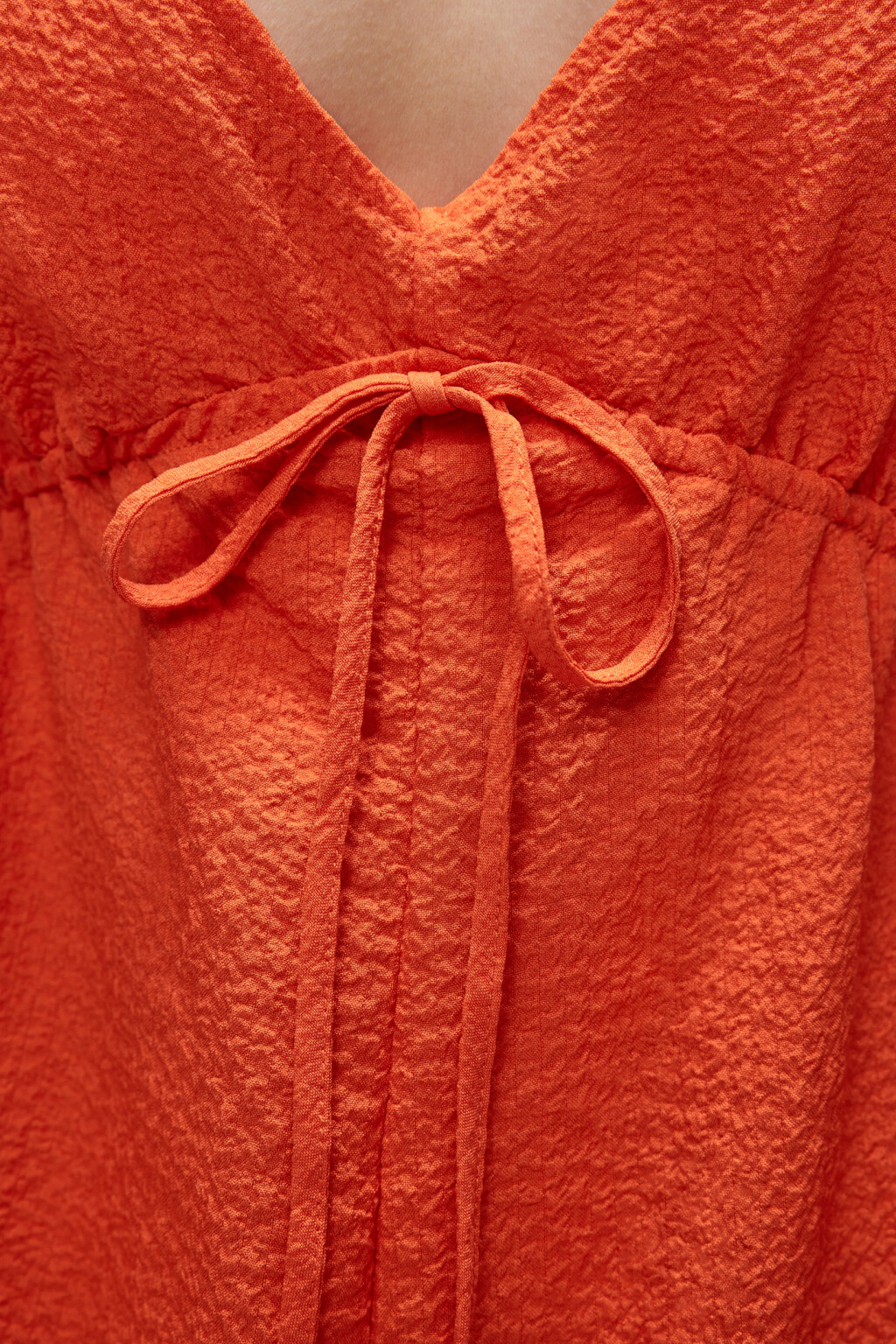 Полукомбинезон мини приталенный на тонких бретельках - цвет оранжевый - 5