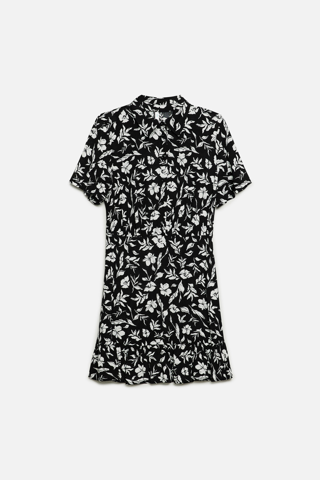 Платье-рубашка мини приталенное с оборками - цвет черный - 9