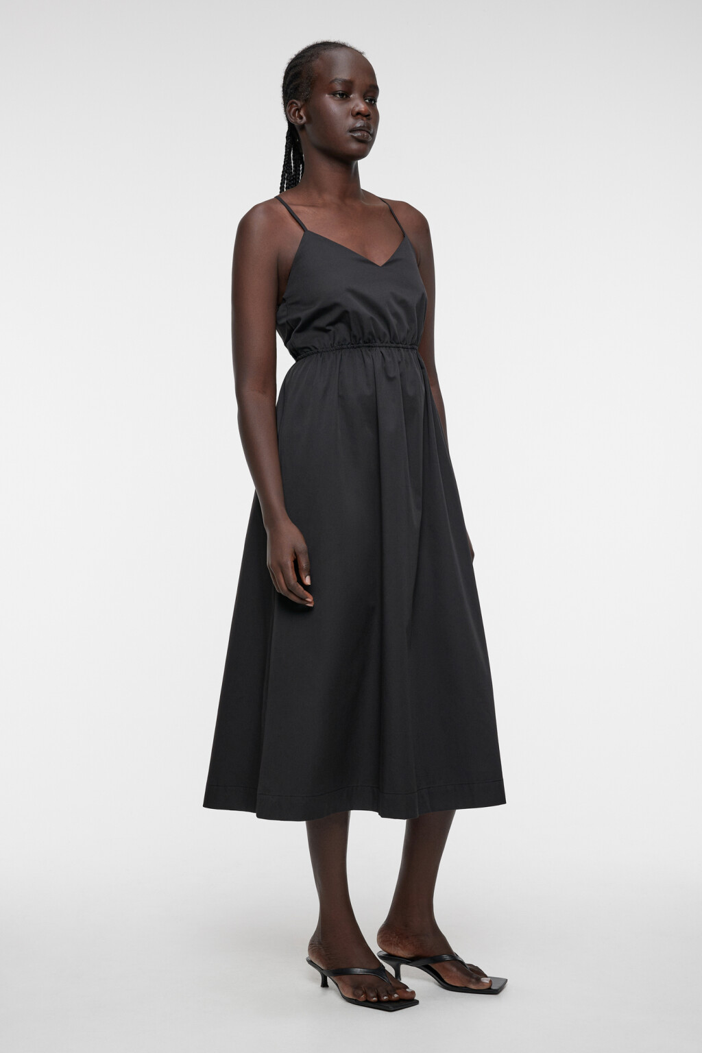 Сарафан миди хлопковый с открытой спиной и шнуровкой - цвет черный - 2