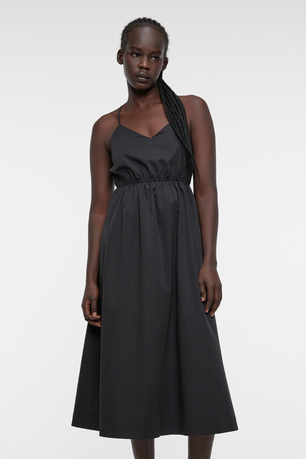 Сарафан миди хлопковый с открытой спиной и шнуровкой - цвет черный - 7
