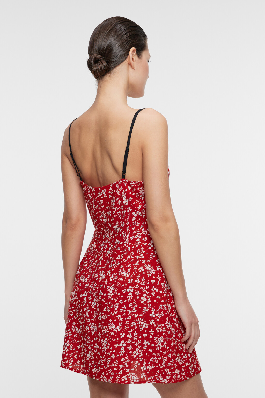 Сарафан мини вискозный с кружевом и бантиком на груди - цвет красный - 3