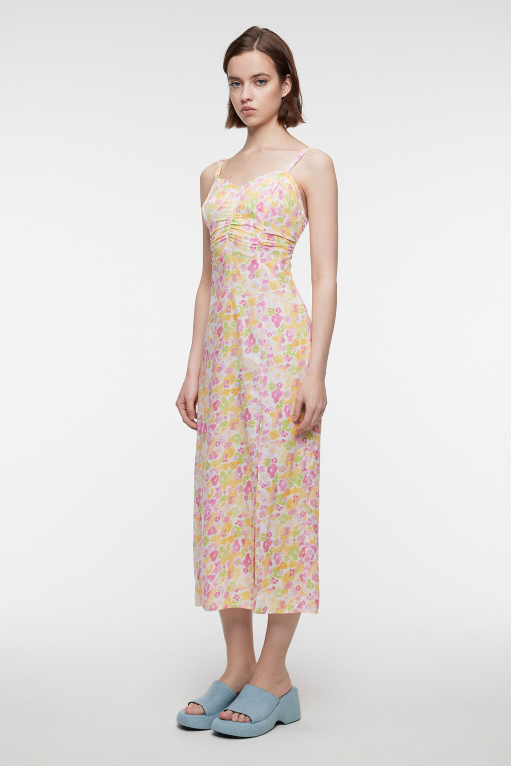 Сарафан миди вискозный с разрезом на бедре - цвет мультиколор - 2
