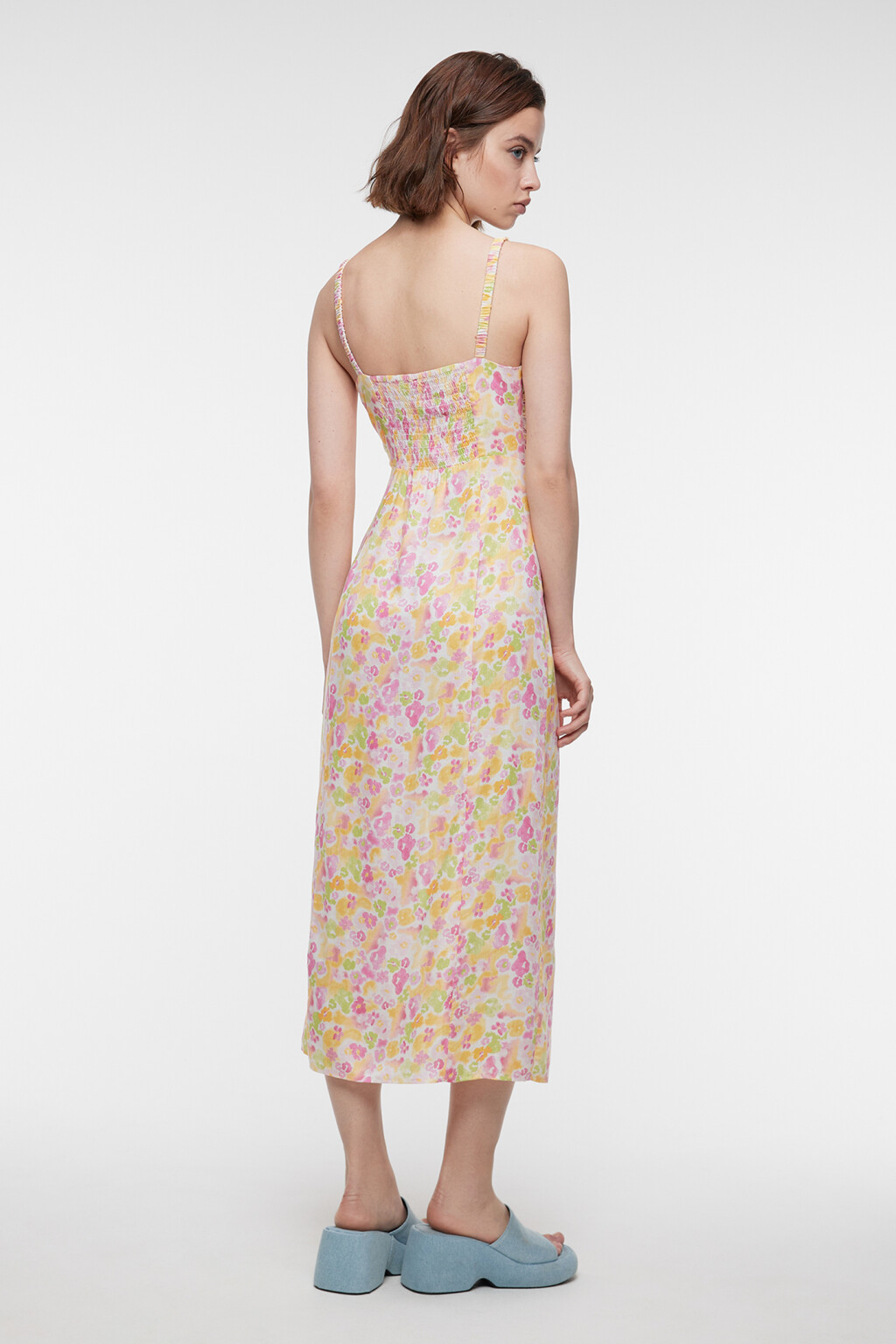 Сарафан миди вискозный с разрезом на бедре - цвет мультиколор - 3
