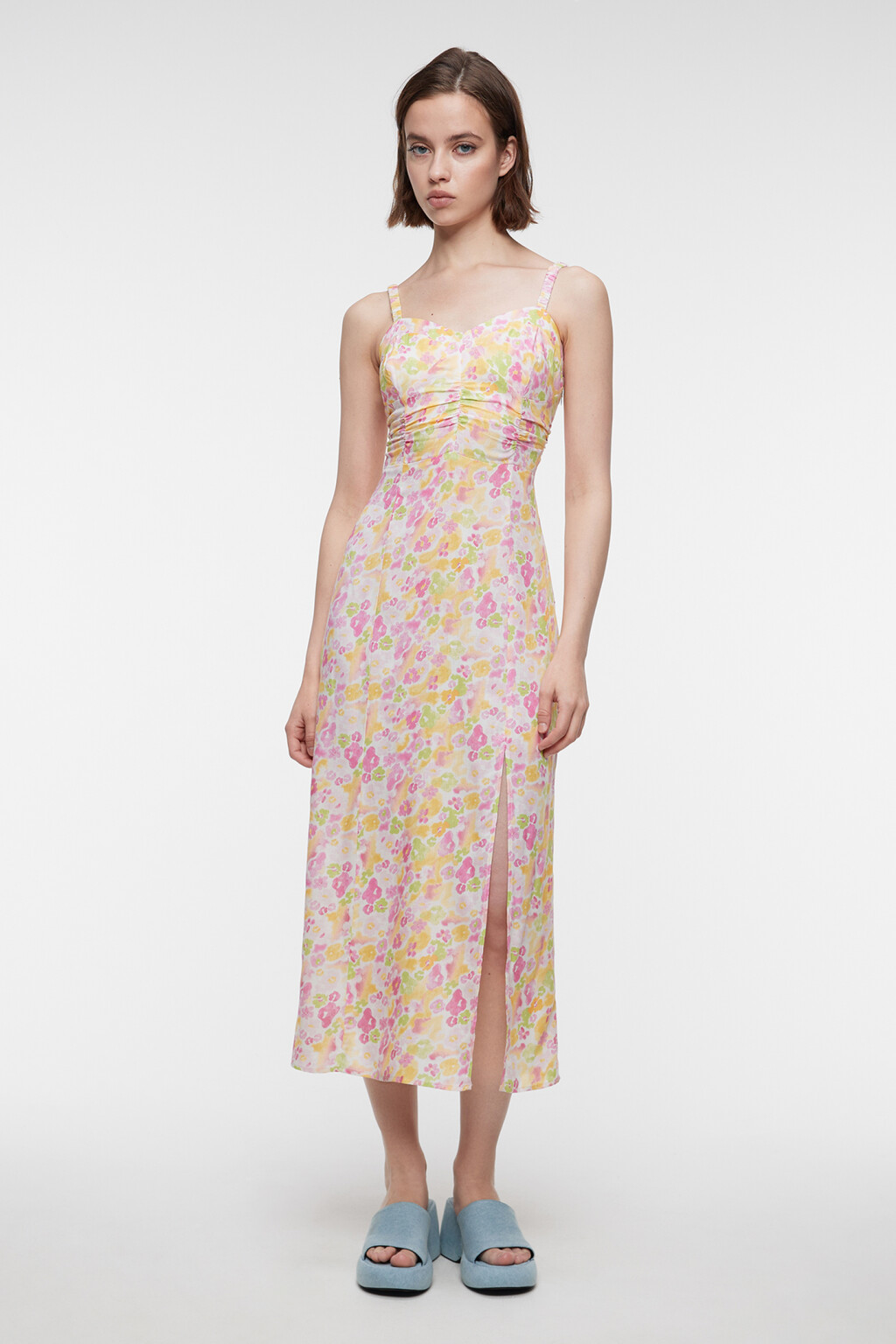Сарафан миди вискозный с разрезом на бедре - цвет мультиколор - 4