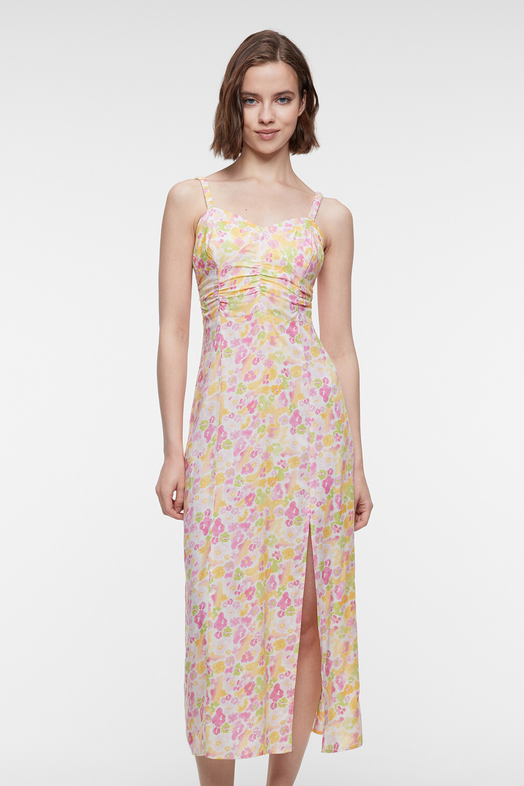 Сарафан миди вискозный с разрезом на бедре - цвет мультиколор - 7