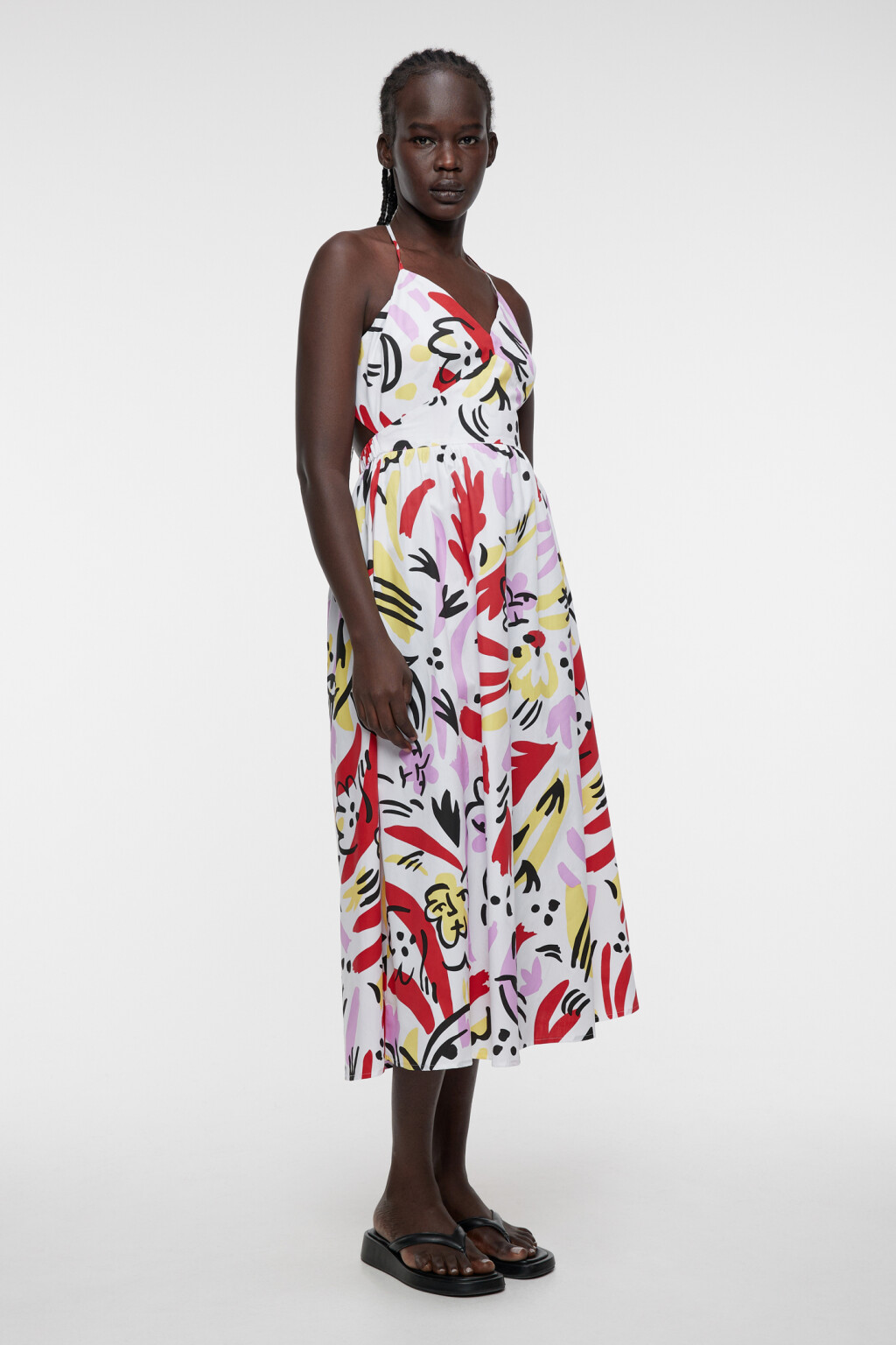 Сарафан миди хлопковый приталенный с принтом-абстракцией - цвет мультиколор - 2