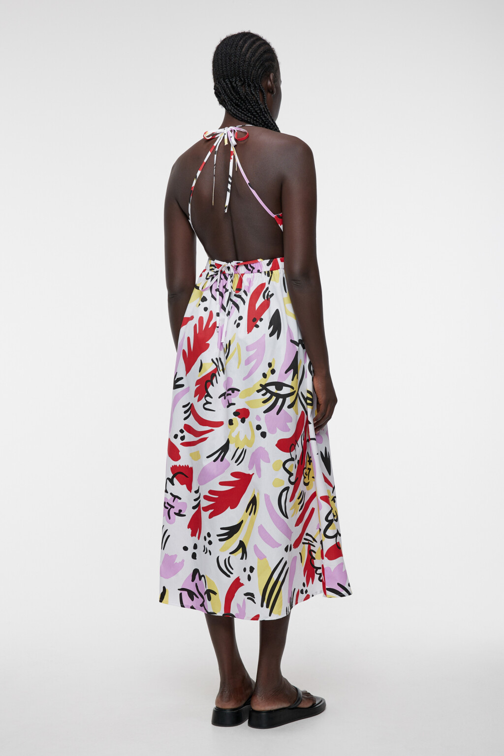 Сарафан миди хлопковый приталенный с принтом-абстракцией - цвет мультиколор - 3