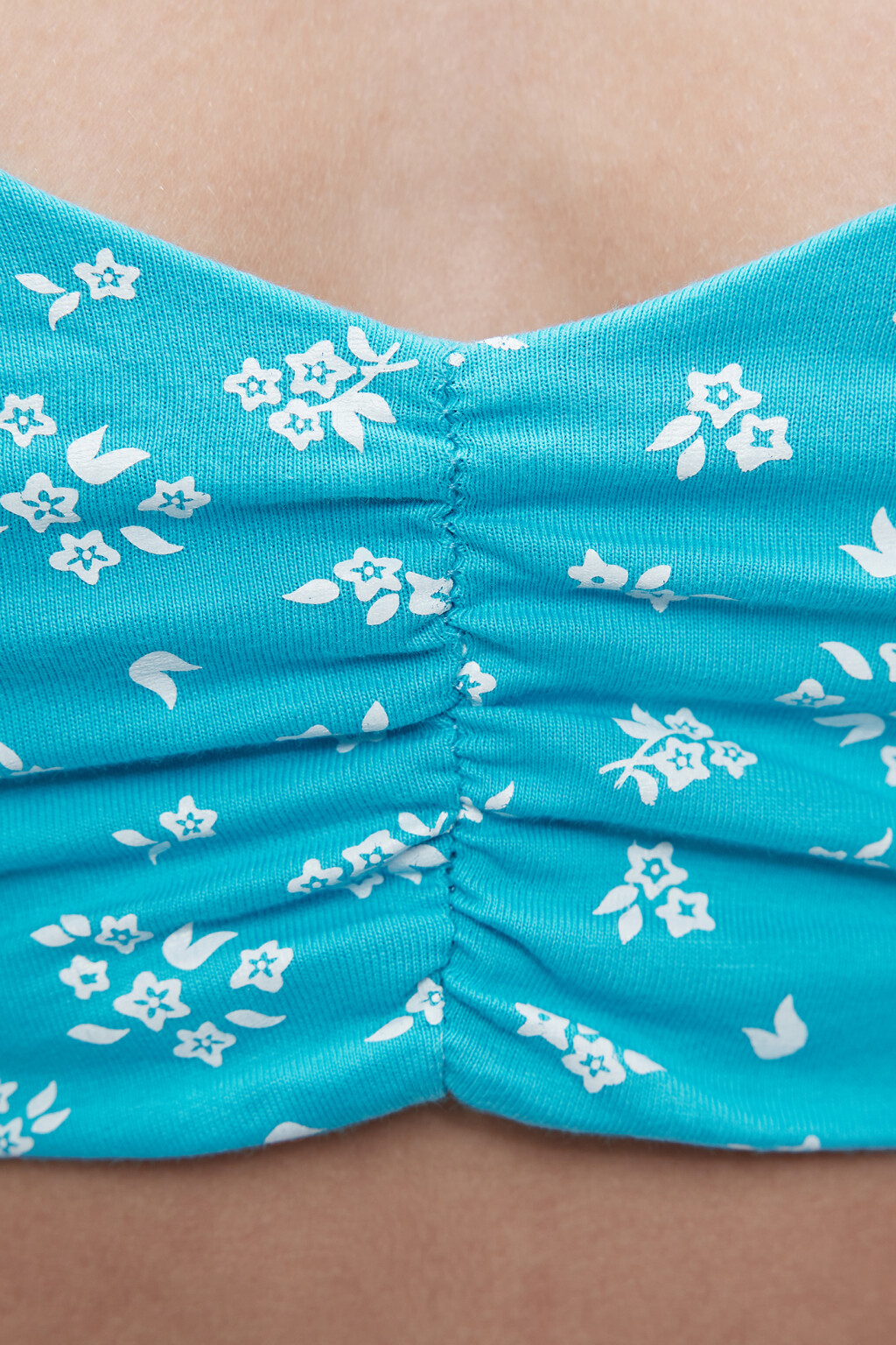 Топ-бюстгальтер короткий хлопковый с принтом - цвет голубой - 5