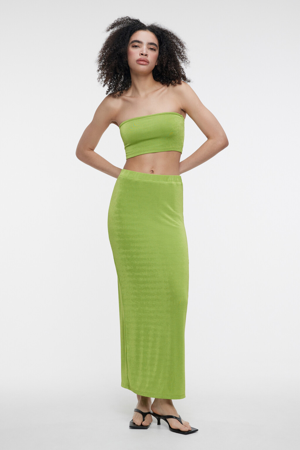 Топ-бандо укороченный облегающий без бретелей - цвет зеленый - 4