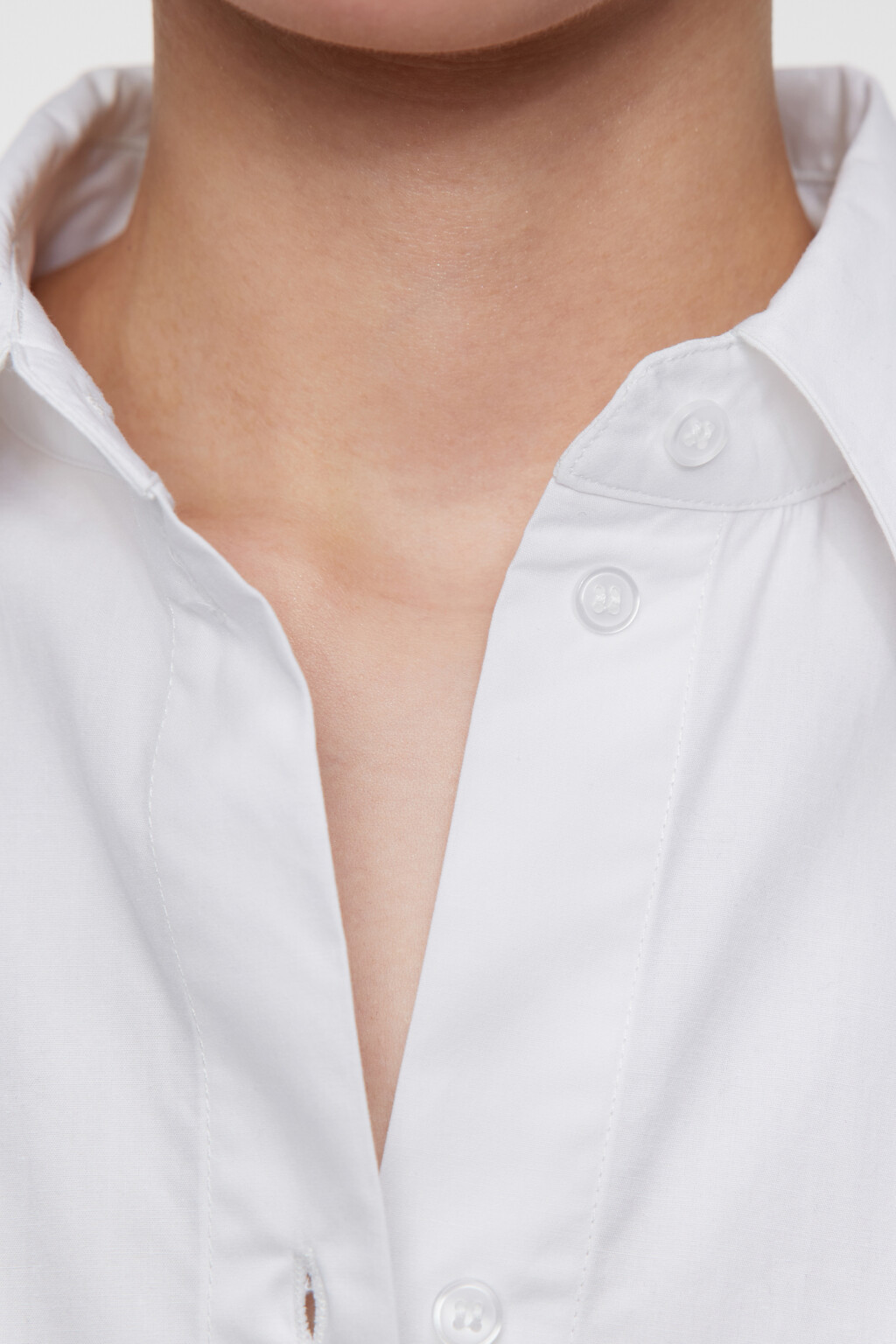 Рубашка oversize хлопковая в пижамном стиле - цвет белый - 6