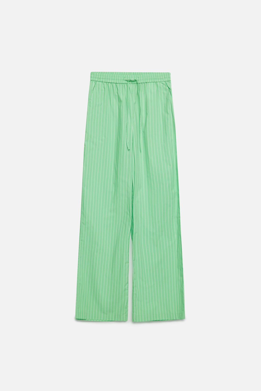 Брюки прямые хлопковые в пижамном стиле - цвет зеленый - 7