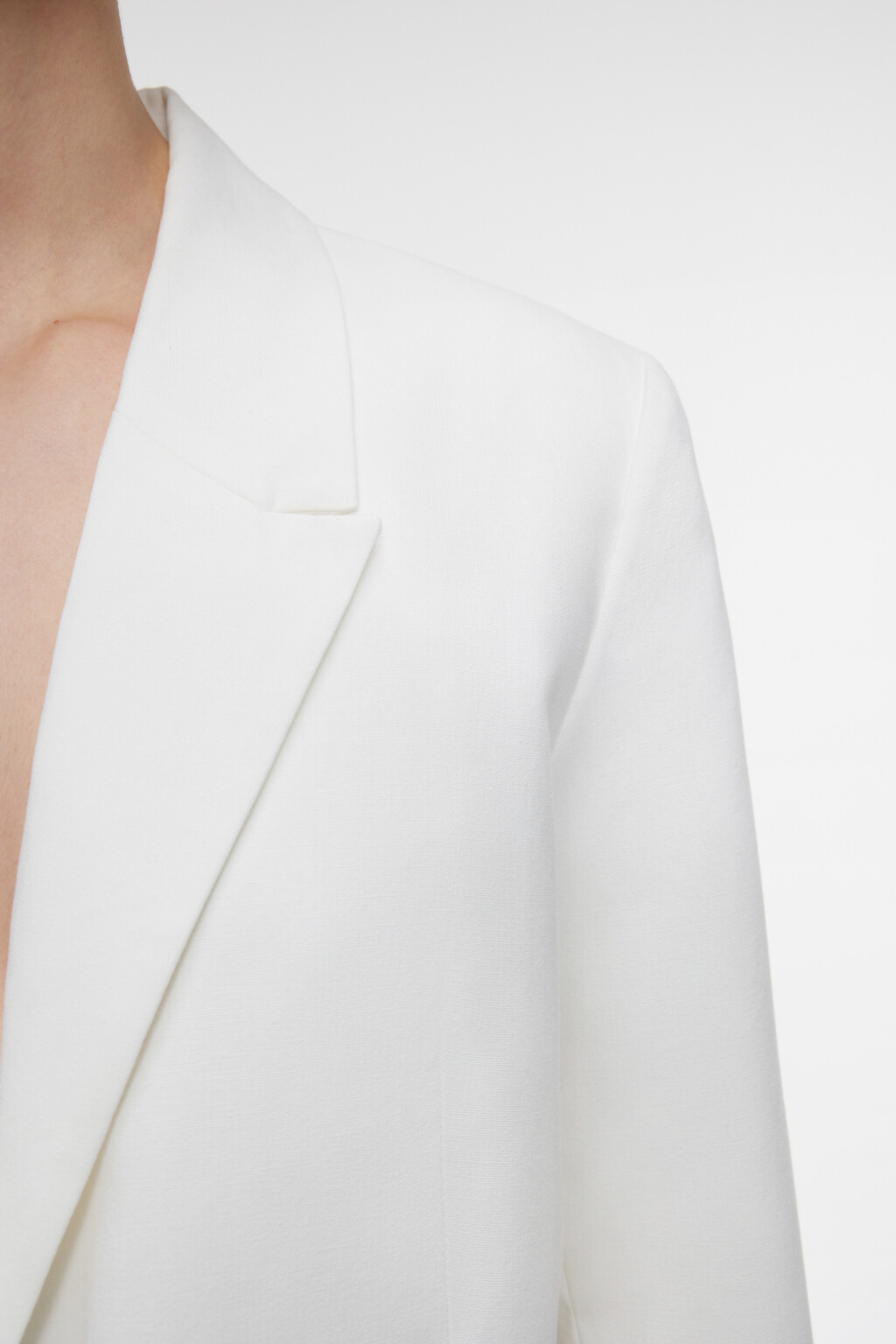 Пиджак прямой однобортный из льняной ткани - цвет белый - 5