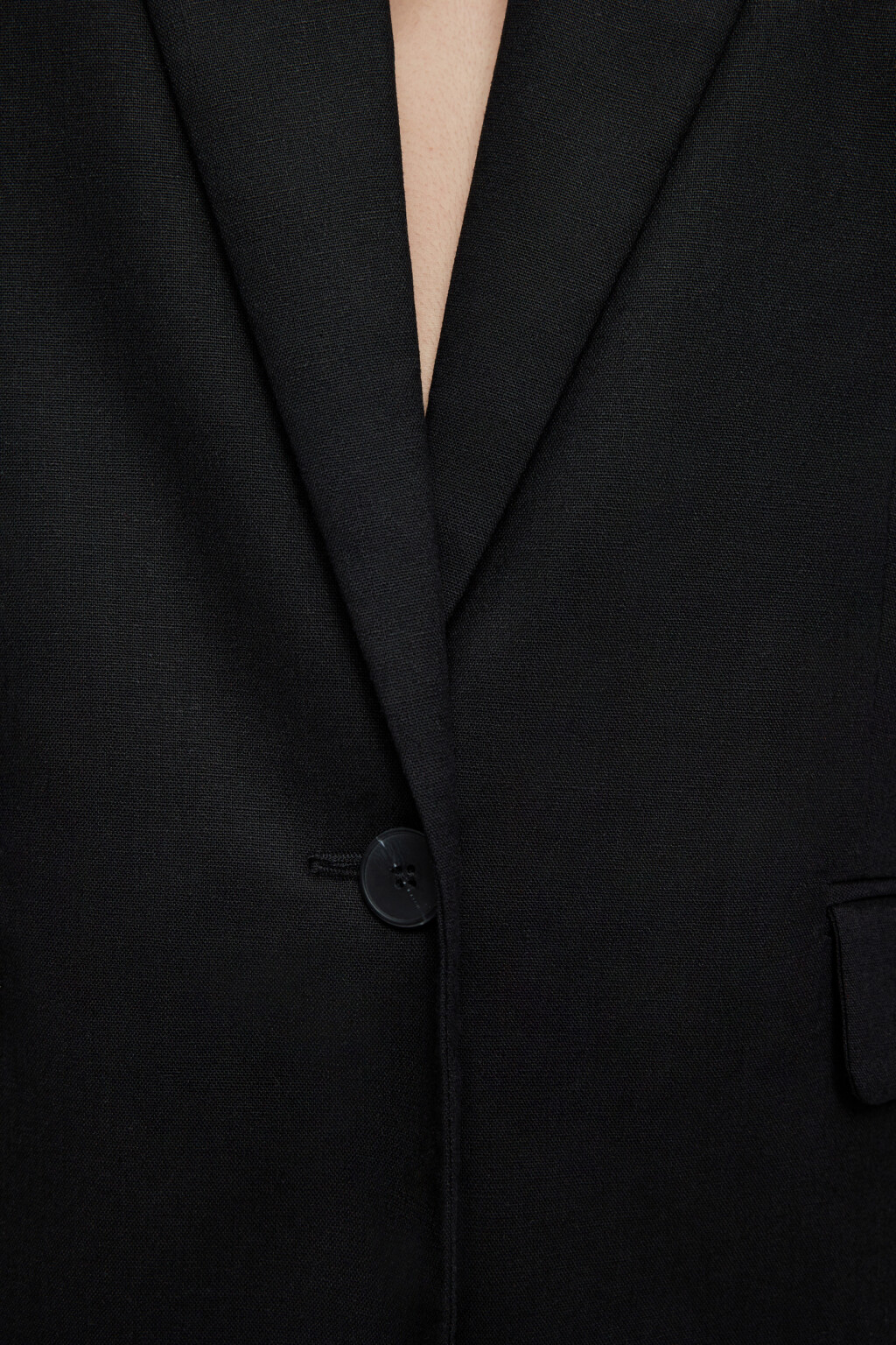 Пиджак прямой однобортный из льняной ткани - цвет черный - 6