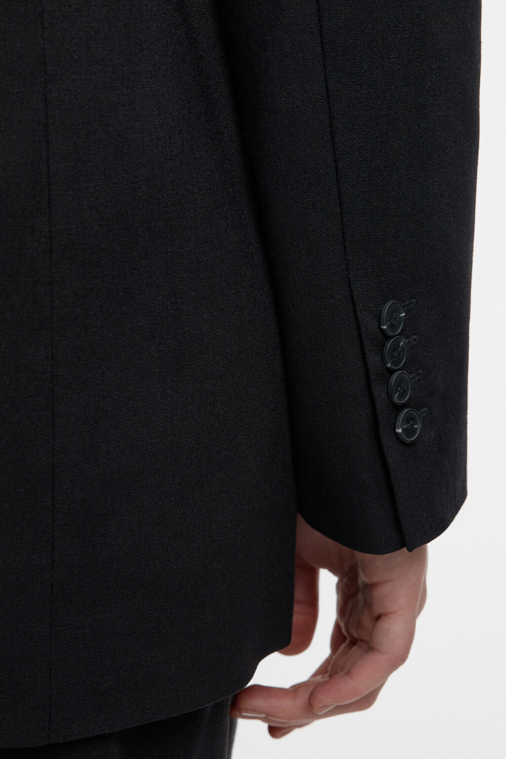 Пиджак прямой однобортный из льняной ткани - цвет черный - 7