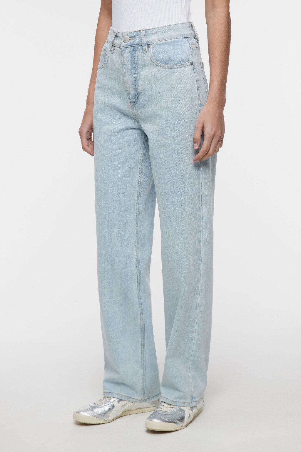 Джинсы straight прямые с высокой посадкой - цвет голубой - 2