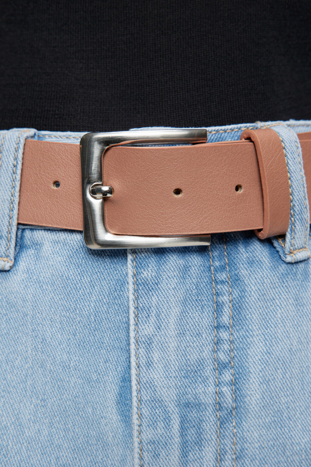 Джинсы mom's с высокой посадкой и ремнем из искусственной кожи - цвет голубой - 5