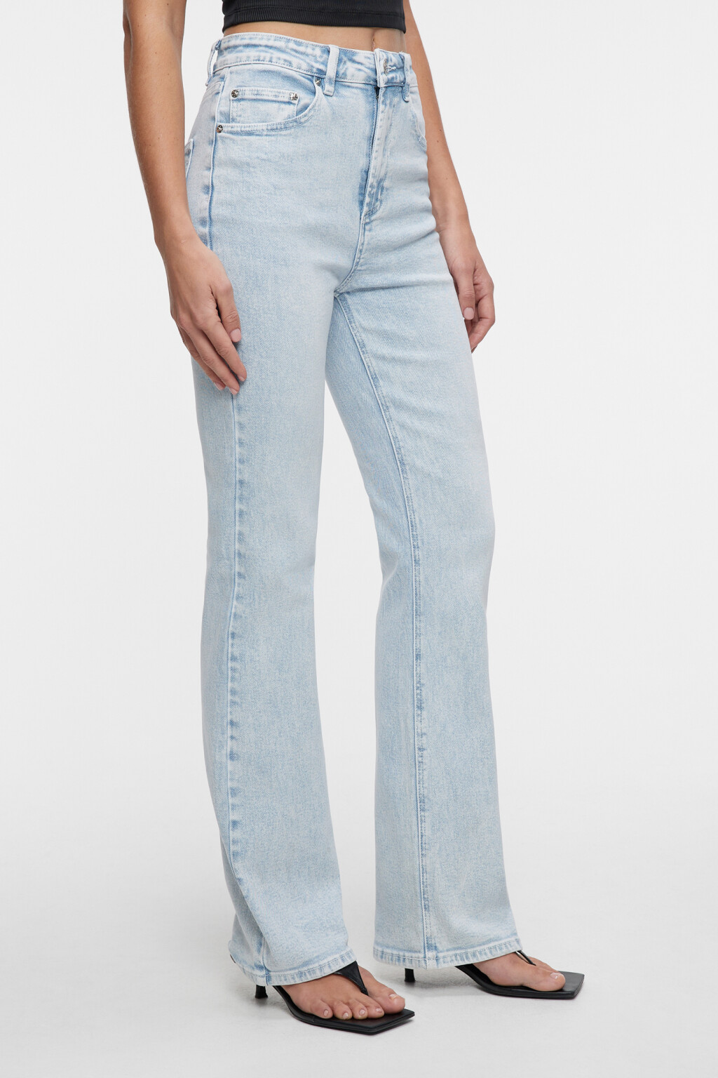 Джинсы flare расклешенные с завышенной посадкой - цвет голубой - 2